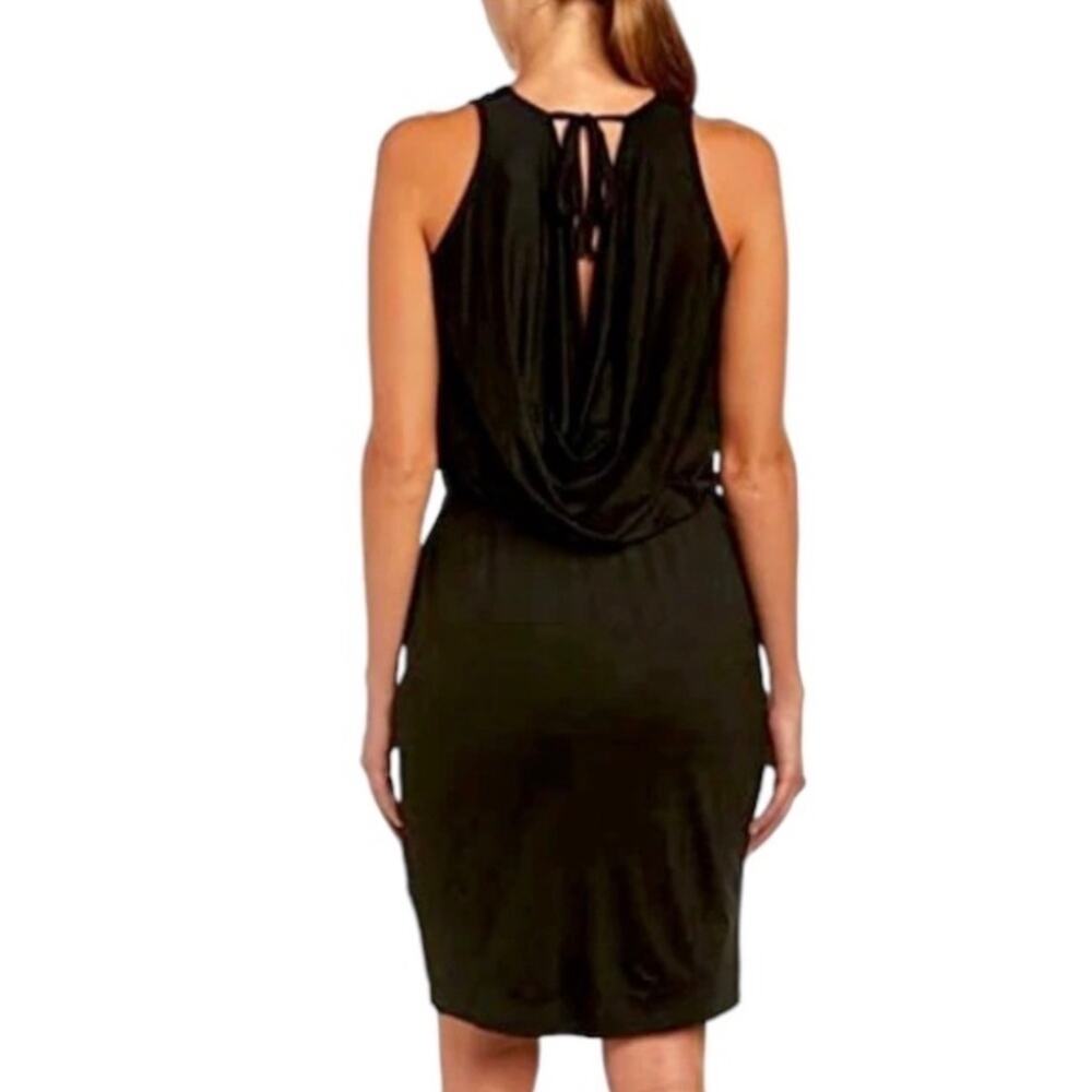 TRINA TURK Women’s Black Open Draped Black Knit Mini Dress Large